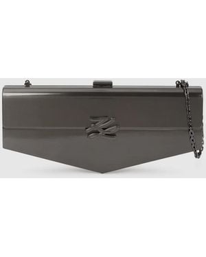 KARL LAGERFELD Kl Studio Autograph Clutch Bag - Grey