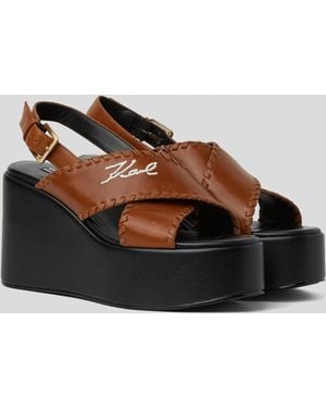 Karl Lagerfeld Karl Signature Wendy Whipstitch Schuhe Mit Keilabsatz, Frau, Größe - Braun