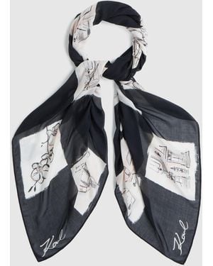 KARL LAGERFELD Checked Modal Blend Scarf - Multicolour