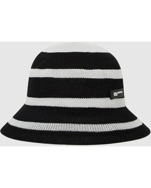 KL Jeans Knitted Striped Bucket Hat - Black