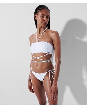 Karl Lagerfeld Kl Monogram Bandeau Bikini Top - White