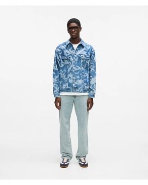 KL Jeans Acid Wash Straight Jeans - Blue