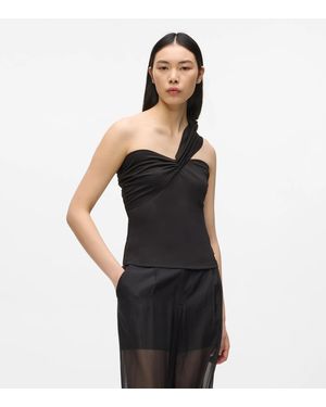 KARL LAGERFELD Draped One Shoulder T-Shirt - Black