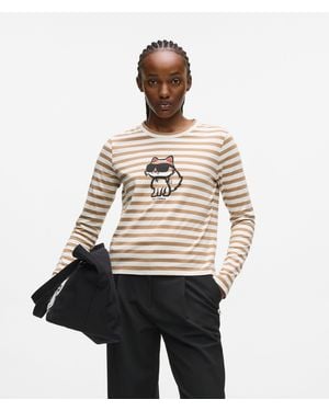 KARL LAGERFELD Ikon Stripe Long-Sleeved T-Shirt - Natural