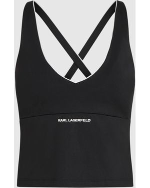 KARL LAGERFELD Athleisure-Tanktop Mit Kontrastierender Paspelierung, Damen, Größe - Schwarz