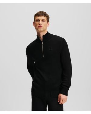 Karl Lagerfeld Half-zip Turtleneck Jumper - Black