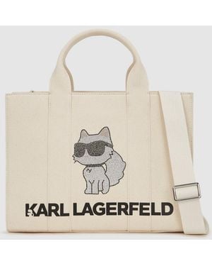 KARL LAGERFELD Ikon Choupette Medium Tote Bag - Natural