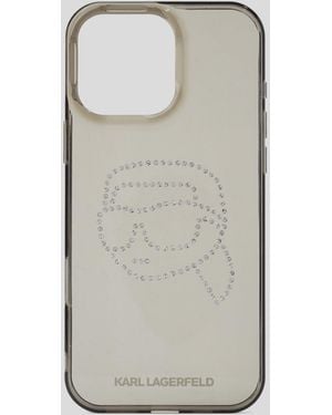KARL LAGERFELD Ikon Rhinestone Iphone 16 Pro Max Case - Grey