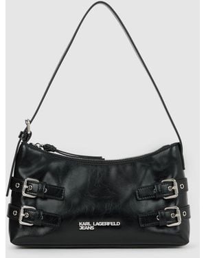 KL Jeans Buckle Shoulder Bag - White