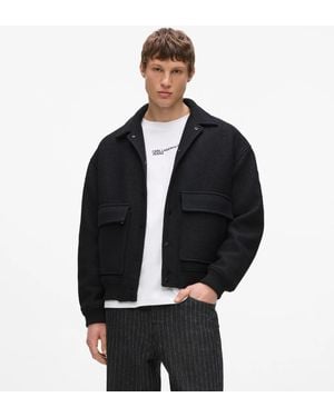 KL Jeans Wool‑Blend Bomber Jacket - Blue
