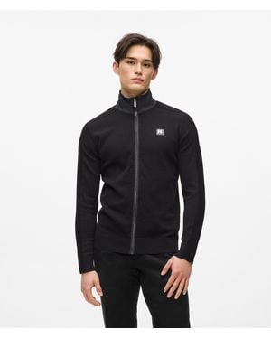 KARL LAGERFELD Knit Zip-Up Jacket - Black