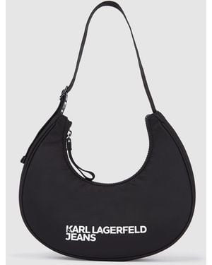 KL Jeans Mondförmige Schultertasche Aus Nylon Mit Logo - Schwarz