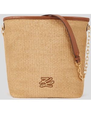 Karl Lagerfeld K/Autograph Raffia Medium Bucket Bag - Natural