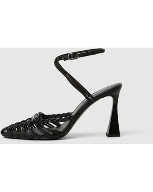 KARL LAGERFELD Debutante Leather Heeled Sandals - Black