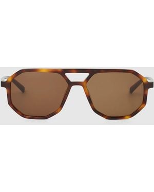 KARL LAGERFELD Slim Navigator Sunglasses - Natural