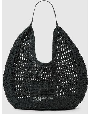 KL Jeans Summery Woven Hobo Bag - Black