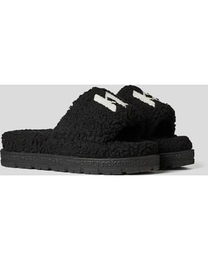 Karl Lagerfeld Kl Monogram Salon Tred Slides - Black