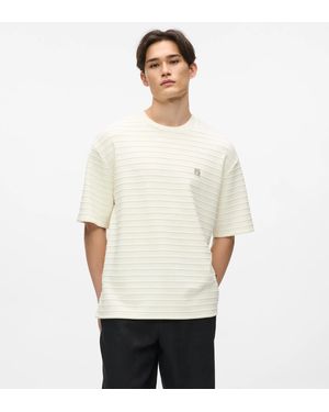KARL LAGERFELD Ikon Textured Striped T-Shirt - White