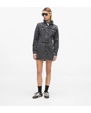 KL Jeans Denim Lace-Up Mini Skirt - Grey