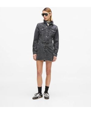 KL Jeans Denim Lace-Up Mini Skirt - Grey