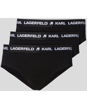 KARL LAGERFELD Logo Briefs – 3-Pack - Black
