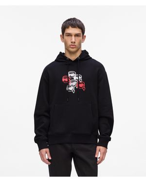 Karl Lagerfeld Ikon Print Hoodie - Black