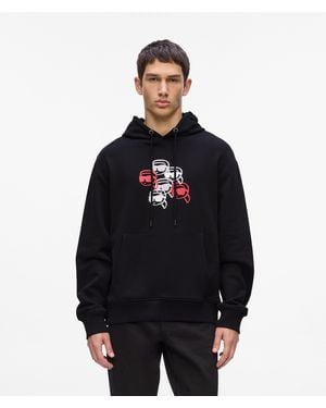 Karl Lagerfeld Ikon Print Hoodie - Black
