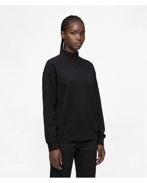 KL Jeans Open-Back Turtleneck Sweatshirt - Black