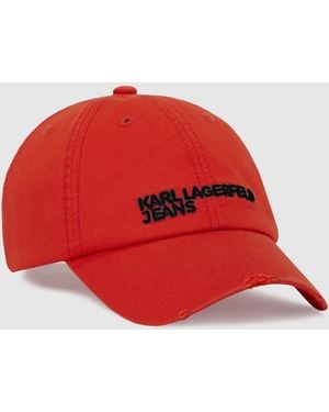 KL Jeans Distressed Logo Cap - Red