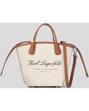 Karl Lagerfeld Hotel Karl Small Canvas Tote Bag - Natural