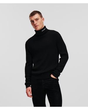 Karl Lagerfeld Karl Logo Rib-knit Turtleneck - Black