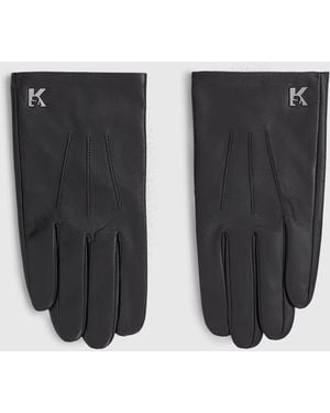 KL Jeans K Logo Leather Gloves - Black