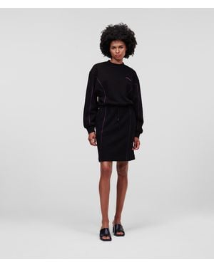 Karl Lagerfeld Contrast Stitch Sweatshirt Dress - Black