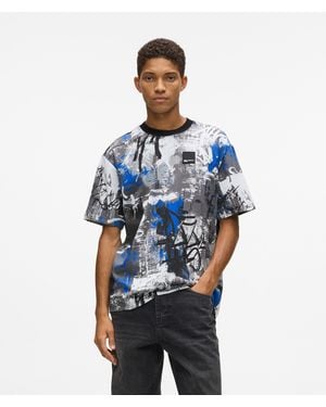 KL Jeans All-Over Paint-Effect T-Shirt, Multicoloured - Blue
