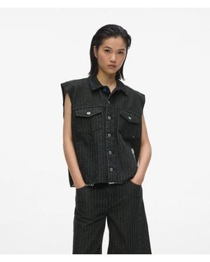 KL Jeans Pinstripe Denim Vest - Black