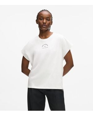 KARL LAGERFELD Relaxed Rue St-Guillaume Glitter T-Shirt - White