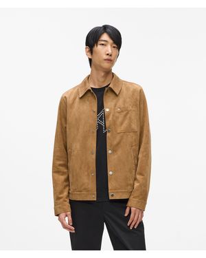 KARL LAGERFELD Faux Suede Trucker Jacket - Natural