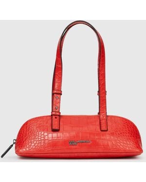 KL Jeans Croco Elongated Shoulder Bag - Red