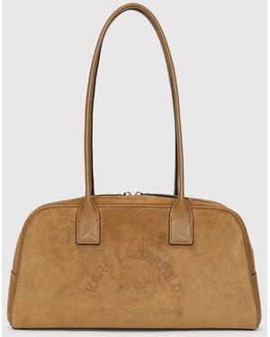 KARL LAGERFELD K/Daily Suede Bowling Bag - Natural