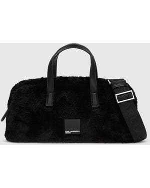 KL Jeans Box Logo Furry Bowling Bag - Black