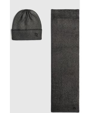 KARL LAGERFELD Ikon Metalic Beanie And Scarf Gift Set - Black