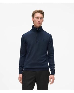KARL LAGERFELD Pull En Laine À Demi-Zip, Homme, Taille - Bleu