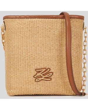 Karl Lagerfeld K/Autograph Raffia Small Bucket Bag - Natural