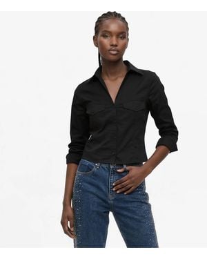 KL Jeans Fitted V-Neck Shirt - Black