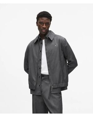 KARL LAGERFELD Pinstripe Wool‑Blend Jacket - Grey