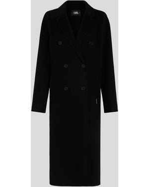 Karl Lagerfeld Double-breasted Wool Coat - Black