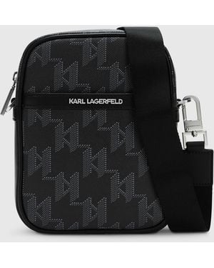 KARL LAGERFELD K/Monogram Canvas Crossbody Bag - Black