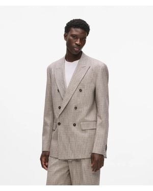 KARL LAGERFELD Double-Breasted Blazer - Natural