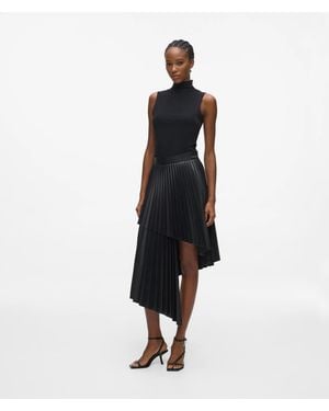 KARL LAGERFELD Pleated Faux-Leather Skirt - Blue