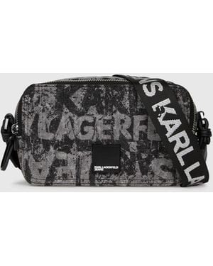 KL Jeans Denim Graphic Print Camera Bag - Black